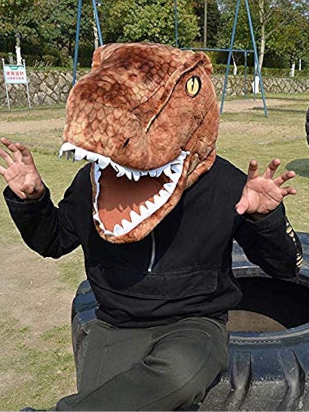 Brown Dinosaur T-Rex Costume Headpiece